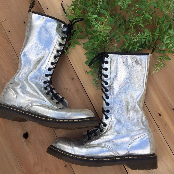 silver doc marten boots
